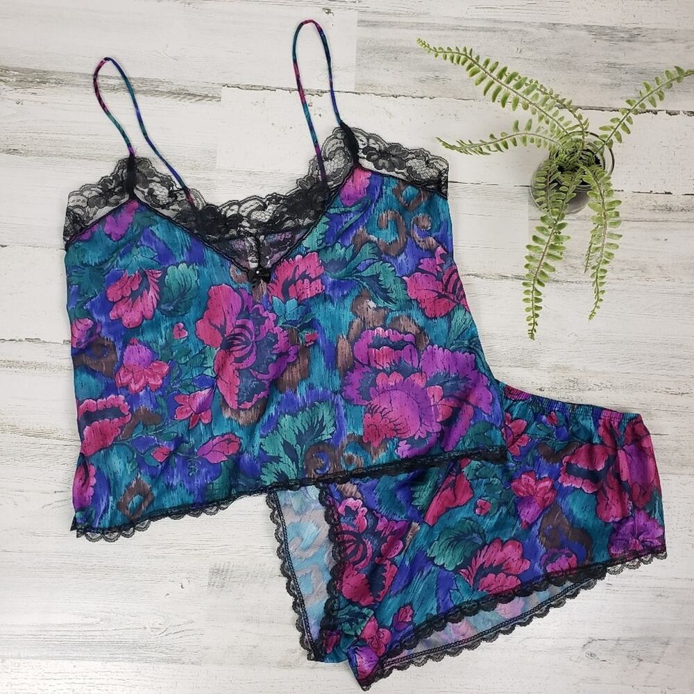 Vintage Petra Fashions Floral 2 Piece Lingerie